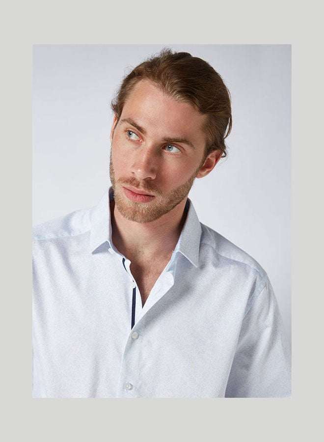 Olymp - Casual Plain Basic Collared Neck Long Sleeve Shirt SkyBlue - Image 1