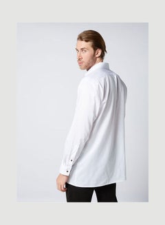 Olymp Casual Plain Basic Collared Neck Long Sleeve Shirt White  - Image 2