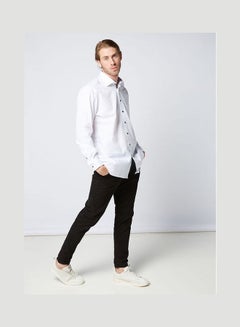 Olymp Casual Plain Basic Collared Neck Long Sleeve Shirt White  - Image 3