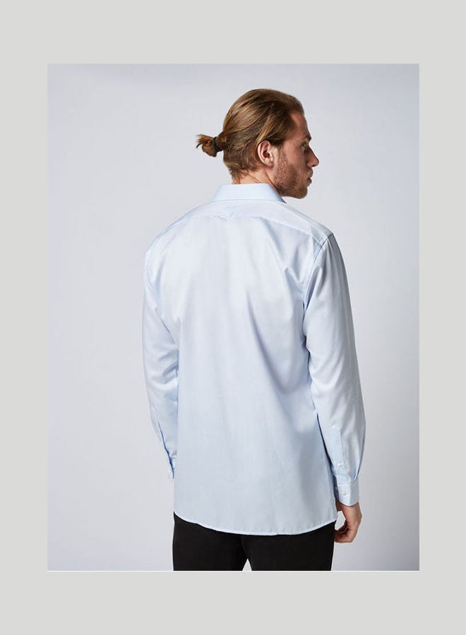 Olymp - Casual Plain Basic Collared Neck Long Sleeve Shirt SkyBlue - Image 1