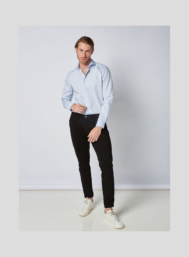 Olymp - Casual Plain Basic Collared Neck Long Sleeve Shirt SkyBlue - Image 1