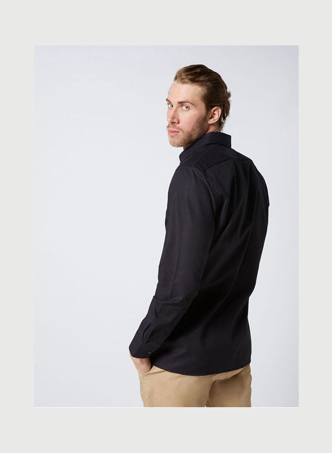 Olymp - Casual Plain Basic Collared Neck Long Sleeve Shirt Black - Image 1