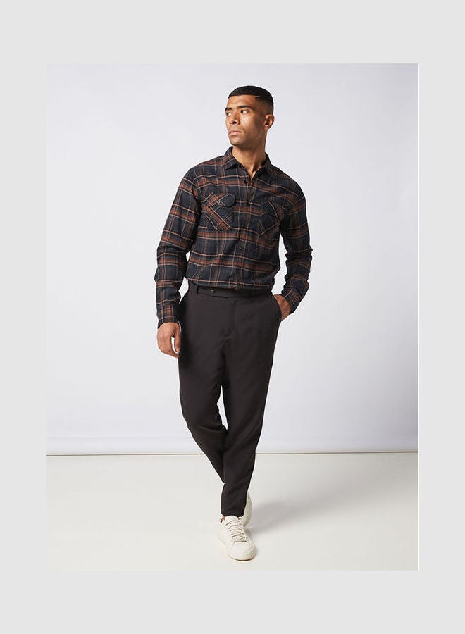 Replay - Casual Stripes Collared Neck Long Sleeve Shirt Black-Brown - Image 1