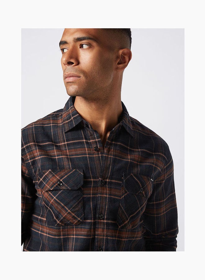 Replay - Casual Stripes Collared Neck Long Sleeve Shirt Black-Brown - Image 1