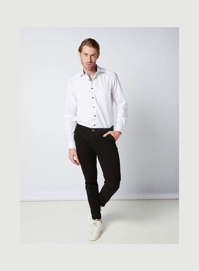 Olymp Plain Basic Collared Neck Shirt White  - Image 3