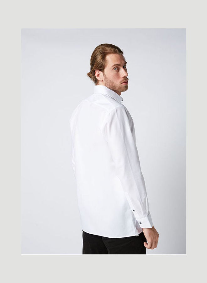 Olymp Plain Basic Collared Neck Shirt White  - Image 4