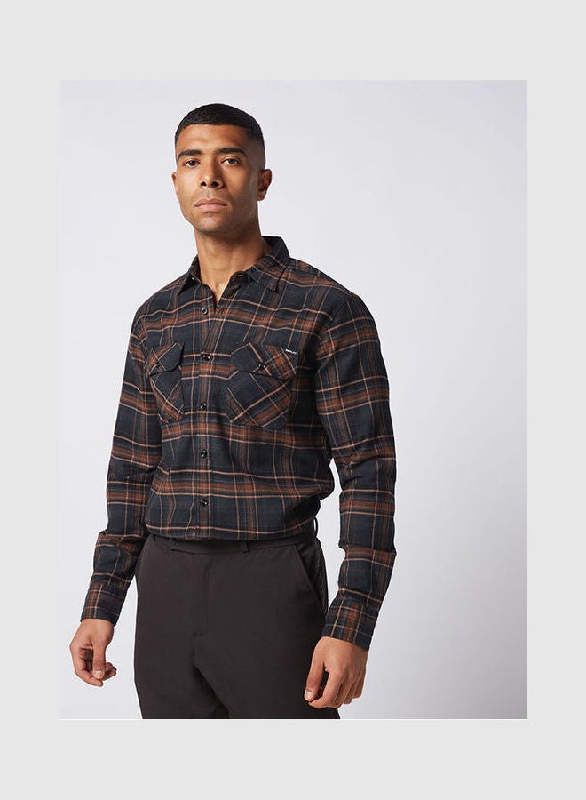Replay - Casual Stripes Collared Neck Long Sleeve Shirt Black-Brown - Image 1