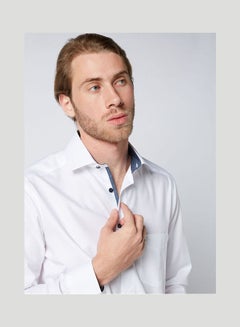 Olymp Plain Basic Collared Neck Shirt White  - Image 2