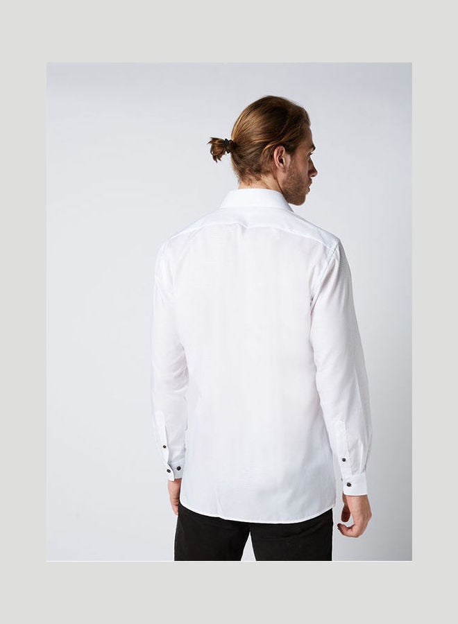 Plain Basic Collared Neck Shirt White - v1652802110/N53300089V_4