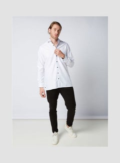 Olymp Plain Basic Collared Neck Shirt White  - Image 2