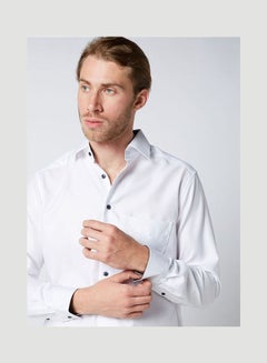 Olymp Plain Basic Collared Neck Shirt White  - Image 3