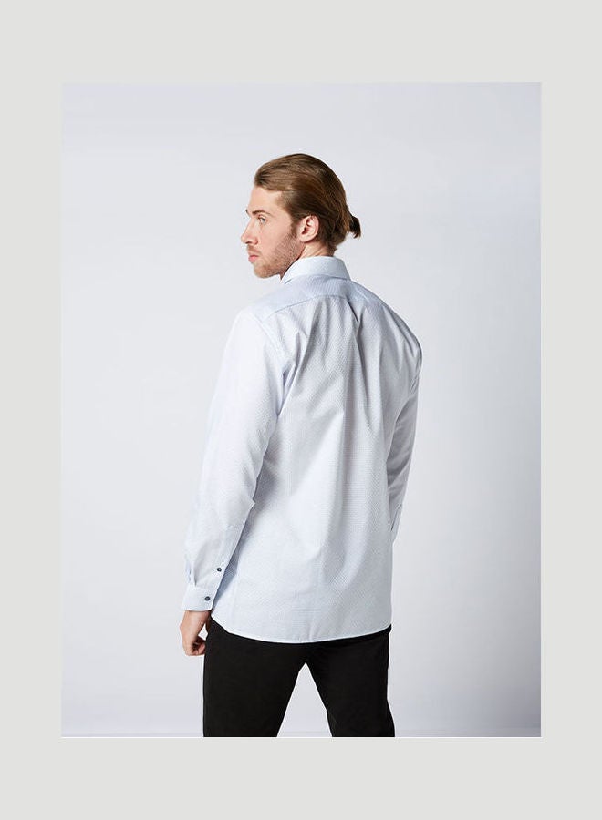 Plain Basic Collared Neck Shirt Blue - v1652802110/N53300118V_4