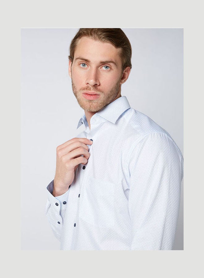 Olymp - Plain Basic Collared Neck Shirt Blue - Image 1