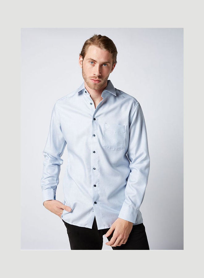 Plain Basic Collared Neck Shirt Baby-Blue - v1652802111/N53300129V_1