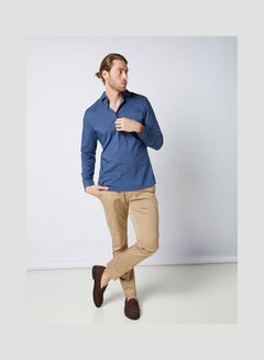 Olymp Plain Basic Collared Neck Shirt Dark-Blue  - Image 2
