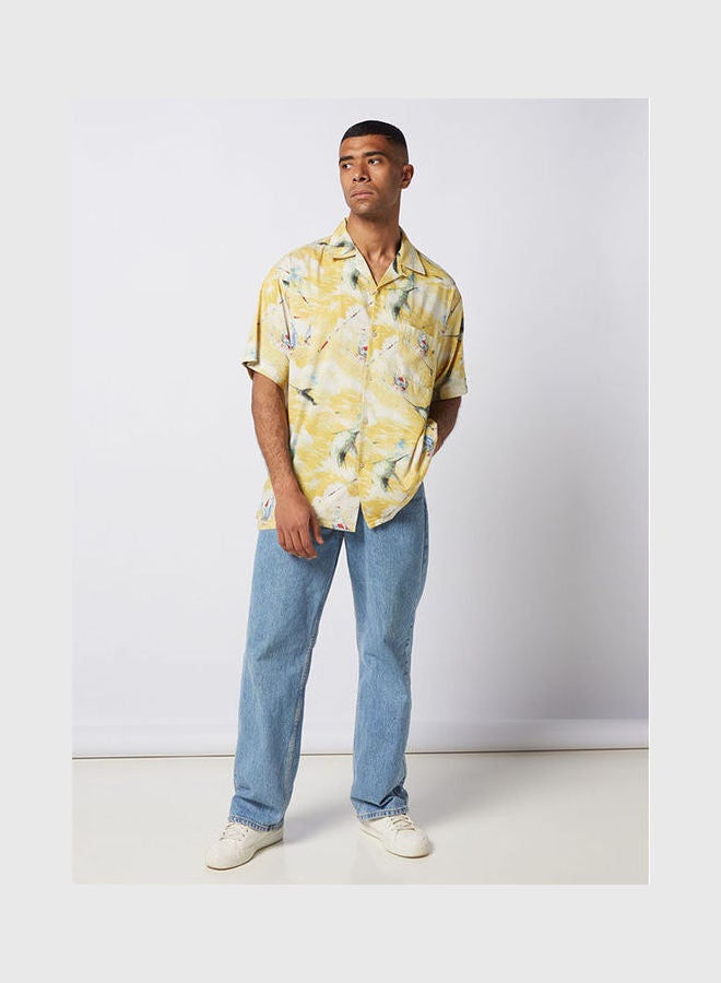Replay - Floral Collared Neck Shirt Yellow - Image 1