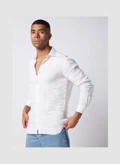 Olymp Casual Plain Basic Long Sleeve Shirt White  - Image 1