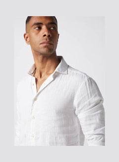 Olymp Casual Plain Basic Long Sleeve Shirt White  - Image 4