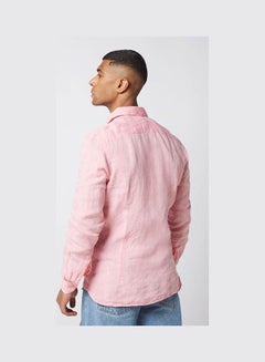 Olymp Casual Plain Basic Long Sleeve Shirt Pink  - Image 2