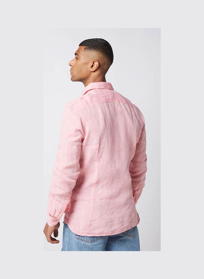Olymp - Casual Plain Basic Long Sleeve Shirt Pink - Image 1