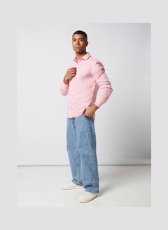 Olymp Casual Plain Basic Long Sleeve Shirt Pink  - Image 3