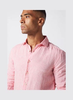 Olymp Casual Plain Basic Long Sleeve Shirt Pink  - Image 4
