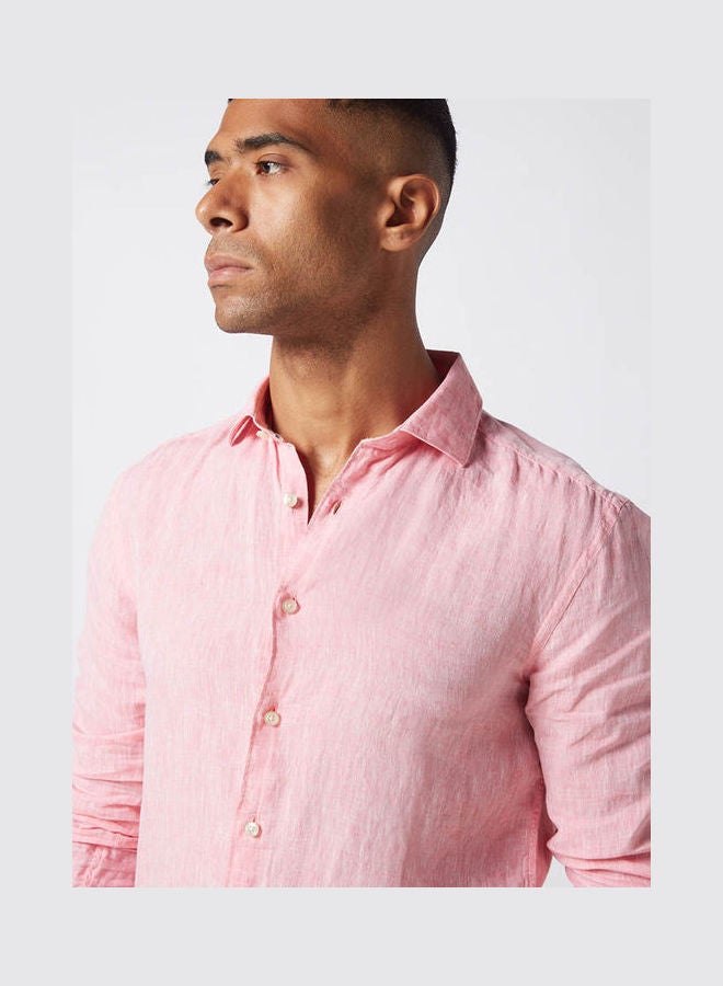Olymp - Casual Plain Basic Long Sleeve Shirt Pink - Image 1