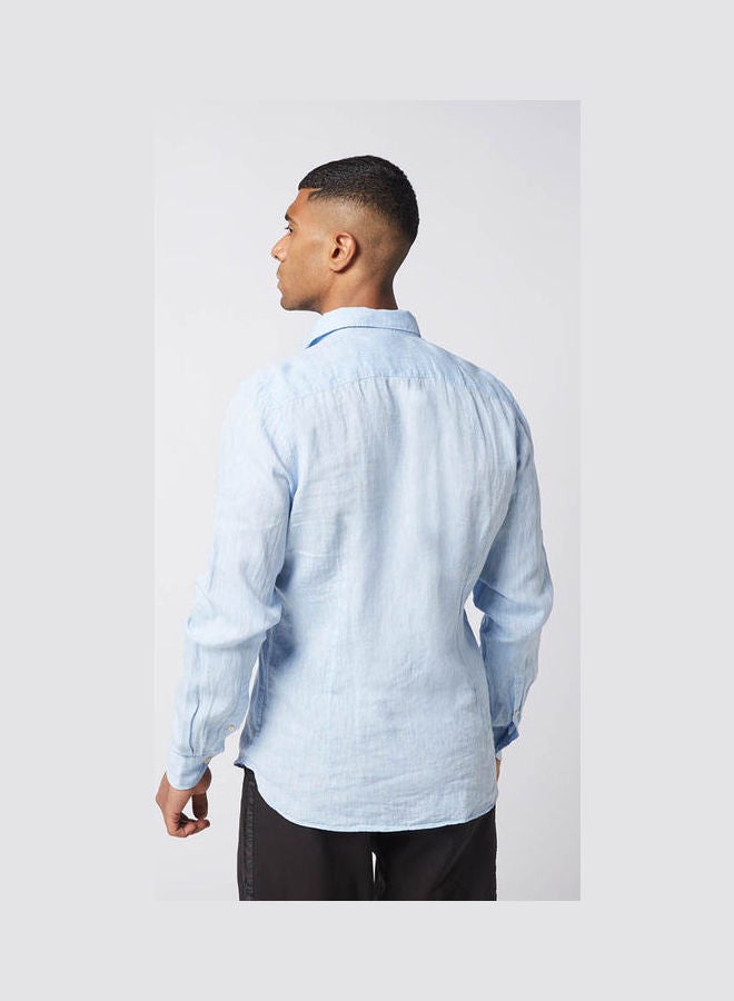 Olymp Casual Plain Basic Long Sleeve Shirt Sky Blue  - Image 2