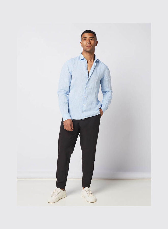 Olymp Casual Plain Basic Long Sleeve Shirt Sky Blue  - Image 3