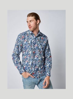 Olymp Casual Floral Long Sleeve Shirt Blue  - Image 1