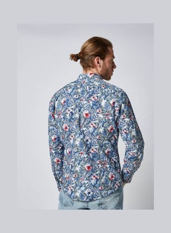 Olymp Casual Floral Long Sleeve Shirt Blue  - Image 2
