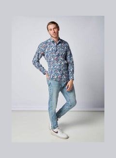 Olymp Casual Floral Long Sleeve Shirt Blue  - Image 3