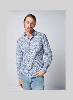 Olymp Casual Floral Long Sleeve Shirt Blue  - Image 1