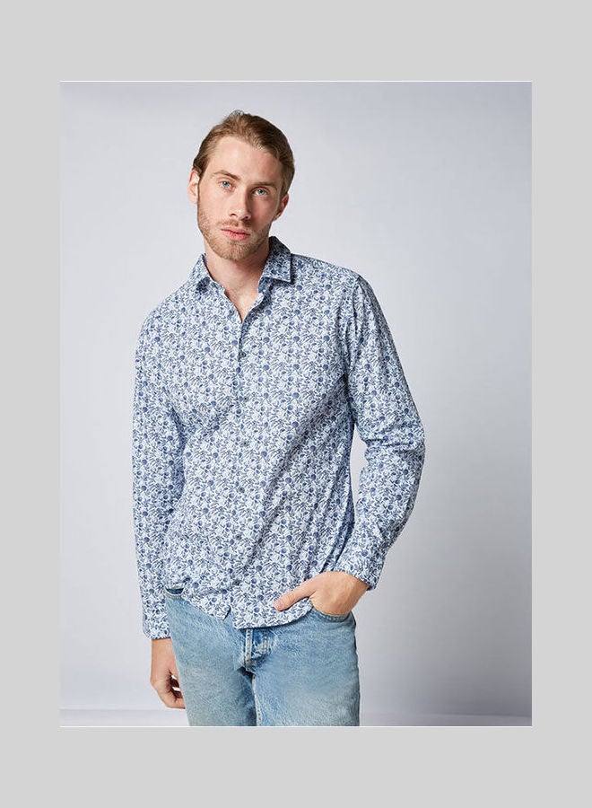 أوليمب Casual Floral Long Sleeve Shirt Blue  - Image 1