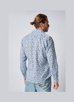 Olymp Casual Floral Long Sleeve Shirt Blue  - Image 2