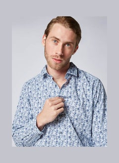 Olymp Casual Floral Long Sleeve Shirt Blue  - Image 4
