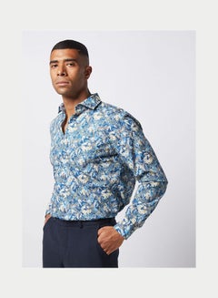 Olymp Casual Floral Long Sleeve Shirt Blue  - Image 1