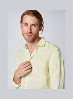 Olymp Casual Plain Basic Long Sleeve Shirt Yellow Lemon  - Image 4