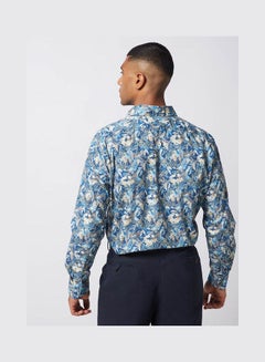 Olymp Casual Floral Long Sleeve Shirt Blue  - Image 2