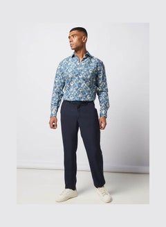 Olymp Casual Floral Long Sleeve Shirt Blue  - Image 3