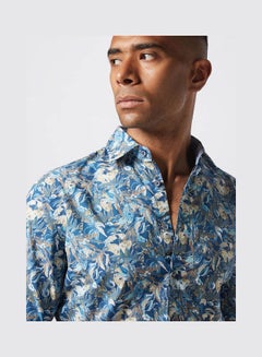 Olymp Casual Floral Long Sleeve Shirt Blue  - Image 4
