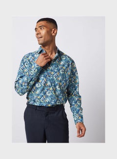 Olymp Casual Floral Long Sleeve Shirt Blue Multi  - Image 1