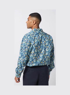 Olymp Casual Floral Long Sleeve Shirt Blue Multi  - Image 2
