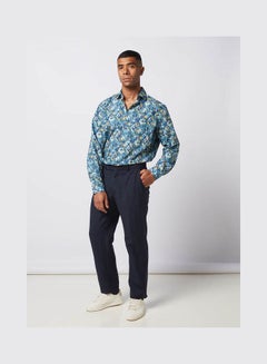 Olymp Casual Floral Long Sleeve Shirt Blue Multi  - Image 3