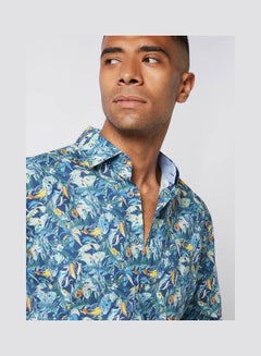 Olymp Casual Floral Long Sleeve Shirt Blue Multi  - Image 4