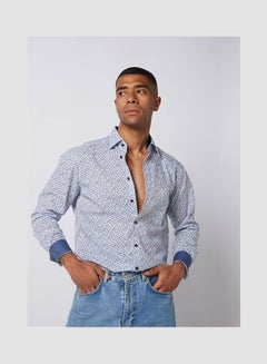 Olymp Casual Floral Long Sleeve Shirt Baby Blue  - Image 1