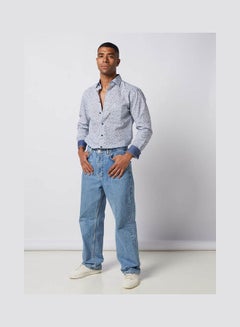 Olymp Casual Floral Long Sleeve Shirt Baby Blue  - Image 3