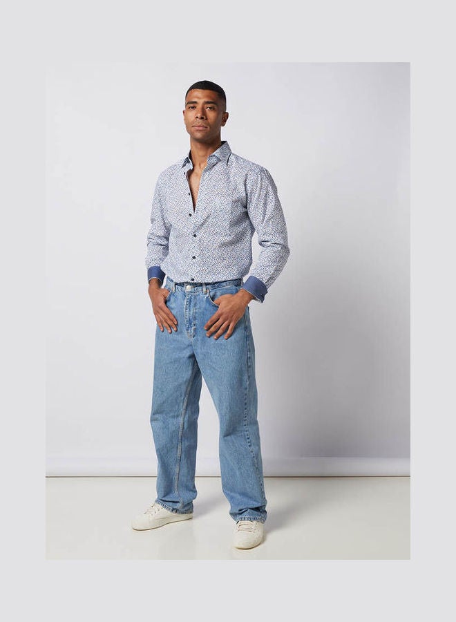 أوليمب Casual Floral Long Sleeve Shirt Baby Blue  - Image 3