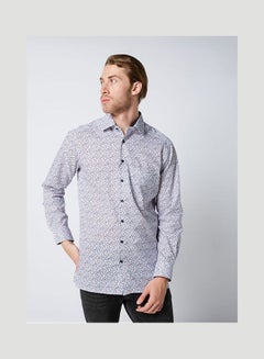 Olymp Casual Floral Long Sleeve Shirt Blue-Red  - Image 1