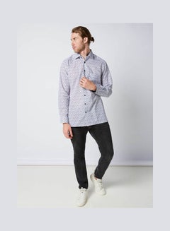 Olymp Casual Floral Long Sleeve Shirt Blue-Red  - Image 3